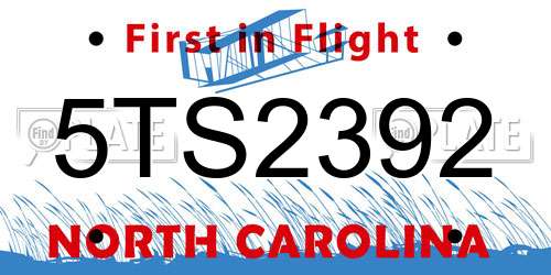 5TS2392 North Carolina License Plate