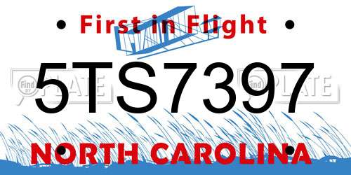 5TS7397 North Carolina License Plate