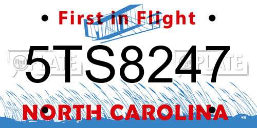5TS8247 North Carolina License Plate