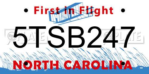 5TSB247 North Carolina License Plate