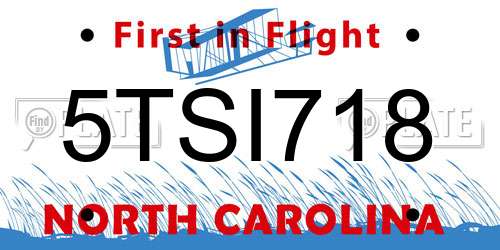 5TSI718 North Carolina License Plate