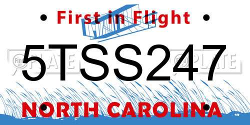 5TSS247 North Carolina License Plate