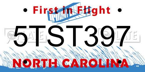 5TST397 North Carolina License Plate