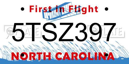 5TSZ397 North Carolina License Plate