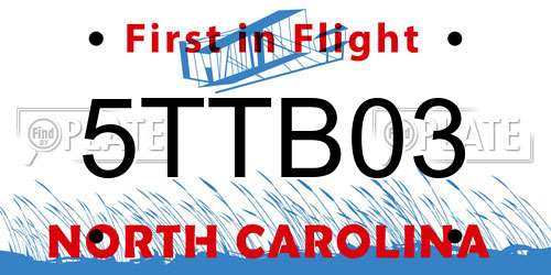 5TTB03 North Carolina License Plate