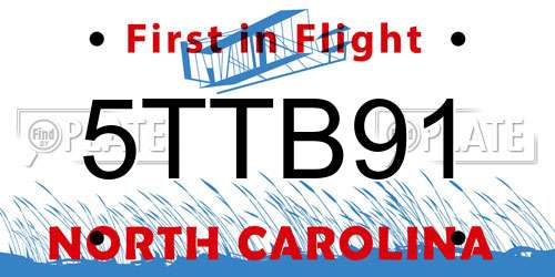 5TTB91 North Carolina License Plate