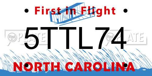 5TTL74 North Carolina License Plate