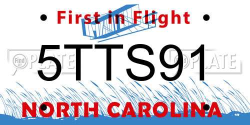 5TTS91 North Carolina License Plate