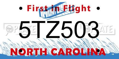 5TZ503 North Carolina License Plate