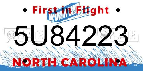 5U84223 North Carolina License Plate