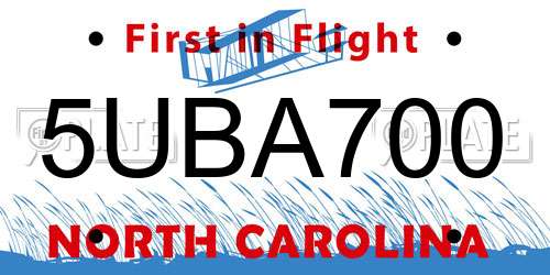 5UBA700 North Carolina License Plate