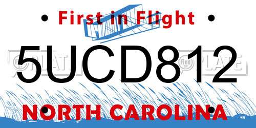 5UCD812 North Carolina License Plate