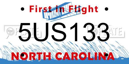 5US133 North Carolina License Plate