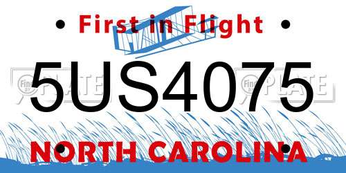 5US4075 North Carolina License Plate