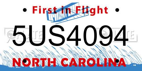 5US4094 North Carolina License Plate
