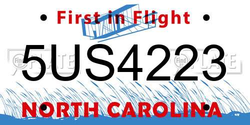 5US4223 North Carolina License Plate