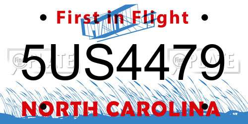 5US4479 North Carolina License Plate