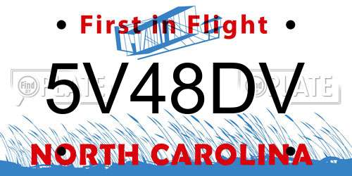 5V48DV North Carolina License Plate