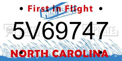 5V69747 North Carolina License Plate