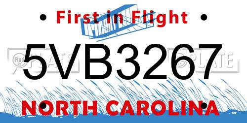 5VB3267 North Carolina License Plate