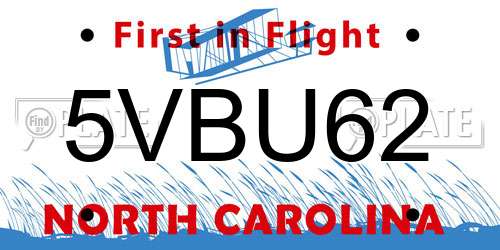 5VBU62 North Carolina License Plate