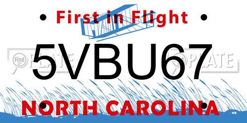5VBU67 North Carolina License Plate