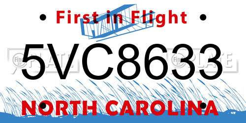 5VC8633 North Carolina License Plate