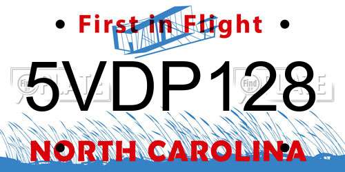 5VDP128 North Carolina License Plate