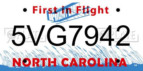 5VG7942 North Carolina License Plate