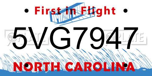 5VG7947 North Carolina License Plate