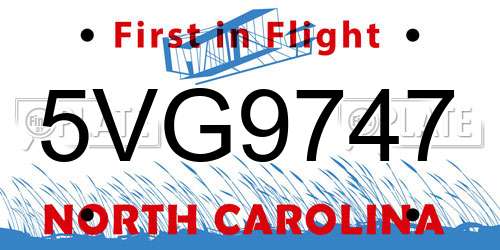 5VG9747 North Carolina License Plate