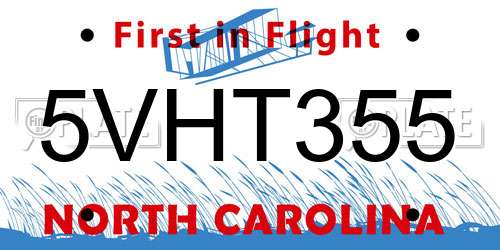 5VHT355 North Carolina License Plate