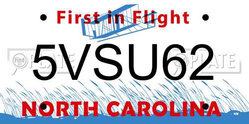 5VSU62 North Carolina License Plate