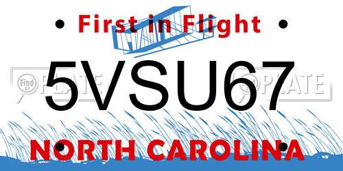 5VSU67 North Carolina License Plate
