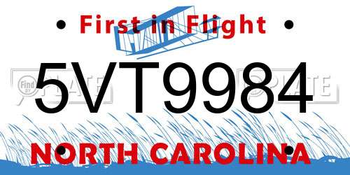 5VT9984 North Carolina License Plate