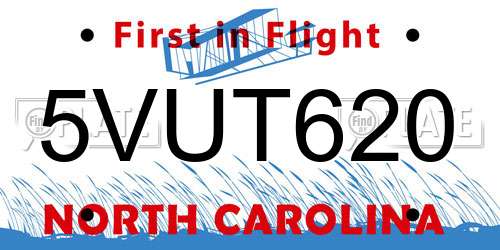 5VUT620 North Carolina License Plate