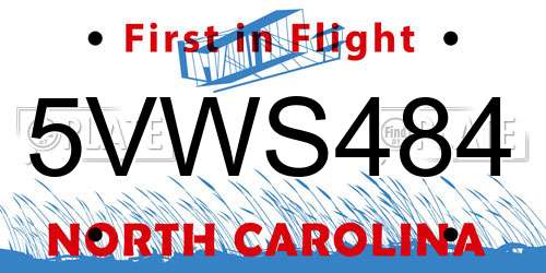 5VWS484 North Carolina License Plate