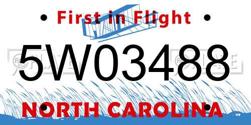 5W03488 North Carolina License Plate