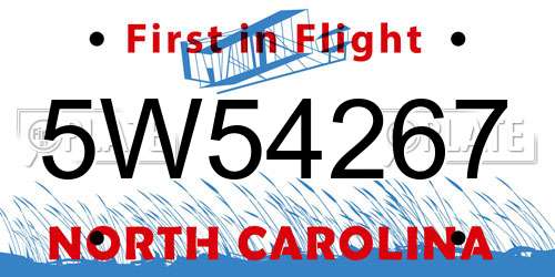 5W54267 North Carolina License Plate