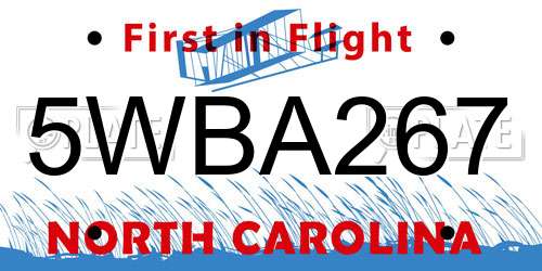 5WBA267 North Carolina License Plate