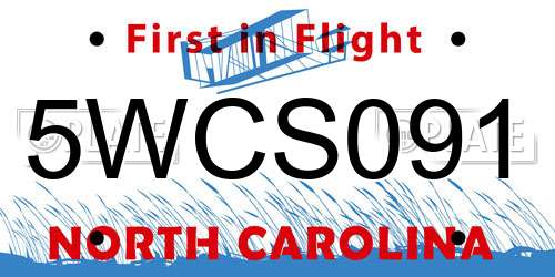 5WCS091 North Carolina License Plate