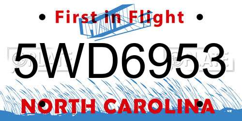 5WD6953 North Carolina License Plate