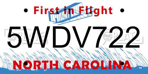 5WDV722 North Carolina License Plate