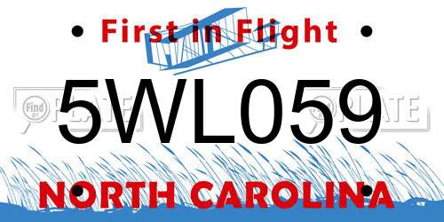 5WL059 North Carolina License Plate