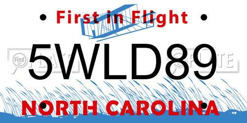 5WLD89 North Carolina License Plate
