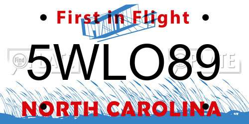5WLO89 North Carolina License Plate