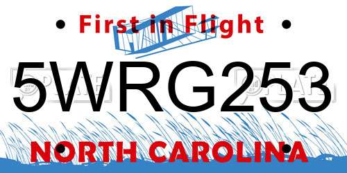 5WRG253 North Carolina License Plate