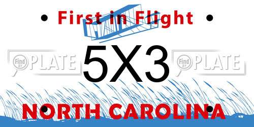 5X3 North Carolina License Plate