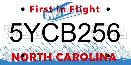 5YCB256 North Carolina License Plate