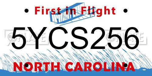 5YCS256 North Carolina License Plate